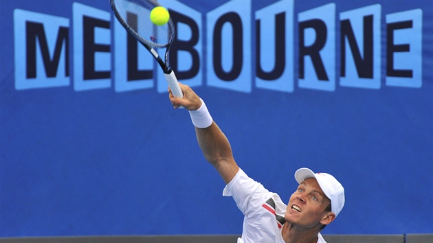 V MELBOURNE... Tom Berdych ve tetm kole Australian Open.