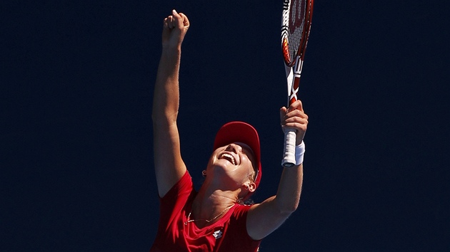Ruská tenistka Jekatrina Makarovová se raduje z osmifinálové výhry nad Serenou