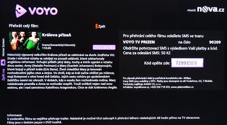 Voyo ve VieraConnect TV Panasonic - platba za film