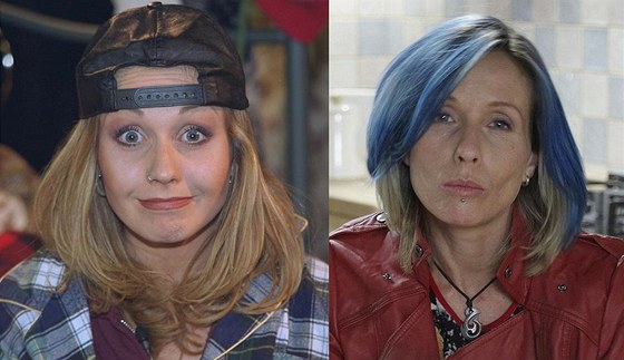 Tereza Pergnerová na obrazovce televize Nova v roce 1996 a v roce 2011 