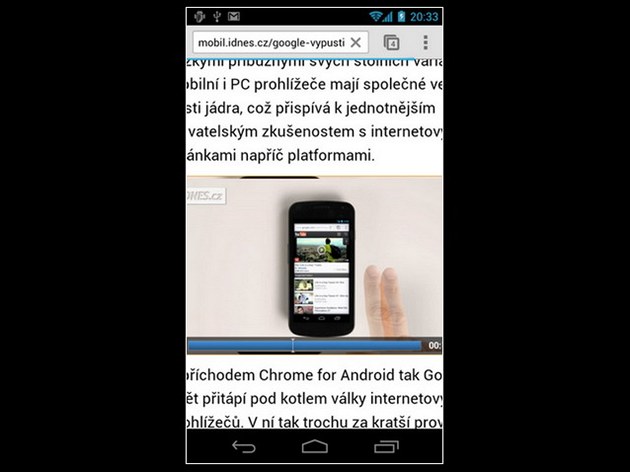 Prohlíe Chrome pro Android ICS Beta