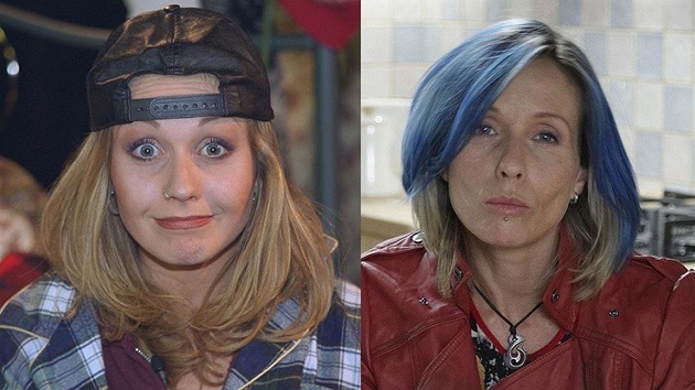 Tereza Pergnerová na obrazovce televize Nova v roce 1996 a v roce 2011 