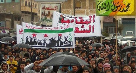 Syané protestují proti autoritáskému reimu prezidenta Baára Asada v...
