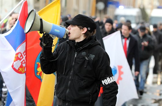 Demonstrace Dlnické mládee v Jihlav 18. února 2012