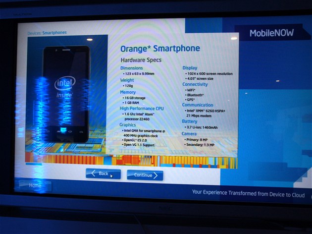 Smartphone Orange s procesorem Intel Atom a operaním systémem Android