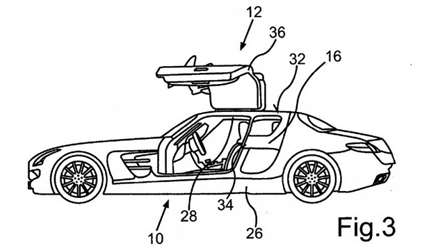 Nkresy tydveovho Mercedesu SLS AMG z patentovho adu