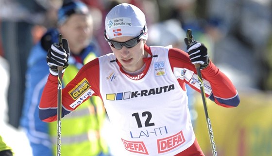 Norský sdruená Jan Schmid pi závodu SP v Lahti.
