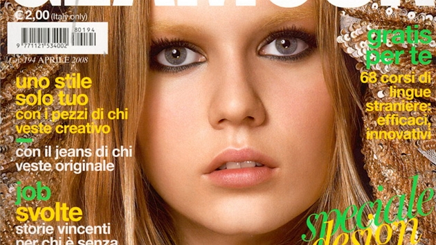 Barbora Dvokov na tituln strnce italskho vydn magaznu Glamour.