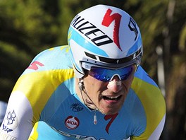 PI ASOVCE. Roman Kreuziger na trati posledn etapy zvodu Tirreno-Adriatico 