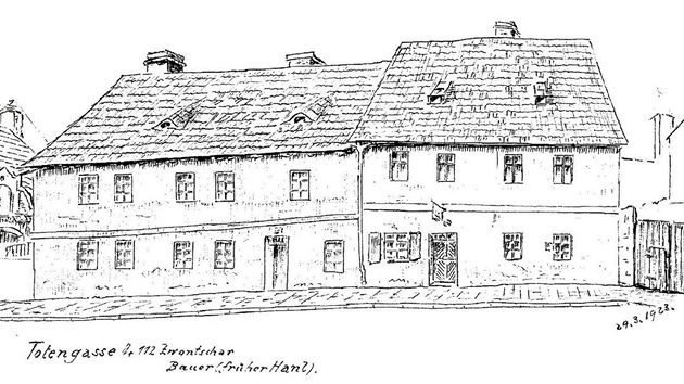 Jedna z kreseb Ernsta Hennricha starch dom v Jirkov.