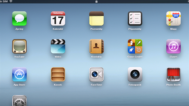 Domovská obrazovka nového iPadu s do detailu propracovanými ikonkami