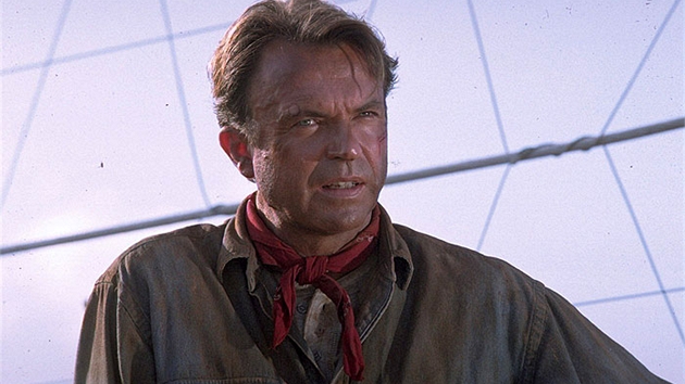 Sam Neill ve filmu Jurský park (1993)  