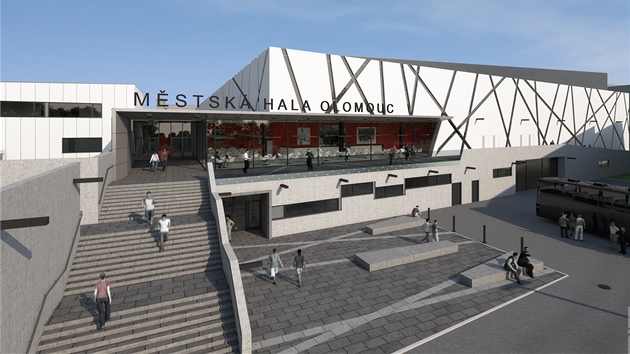 Vizualizace plánované budoucí podoby olomouckého zimního stadionu a blízkého Vizualizace plánované budoucí podoby olomouckého zimního stadionu a blízkého