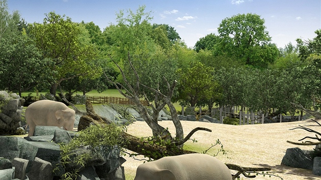 Vizualizace novho pavilonu pro slony v prask zoo.
