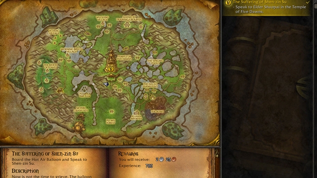World of WarCraft: Mists of Pandaria - Mapa startovní zóny pand
