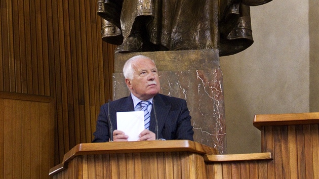 Prezident Václav Klaus se v praském Karolinu zúastnil  oslavy 150. výroí