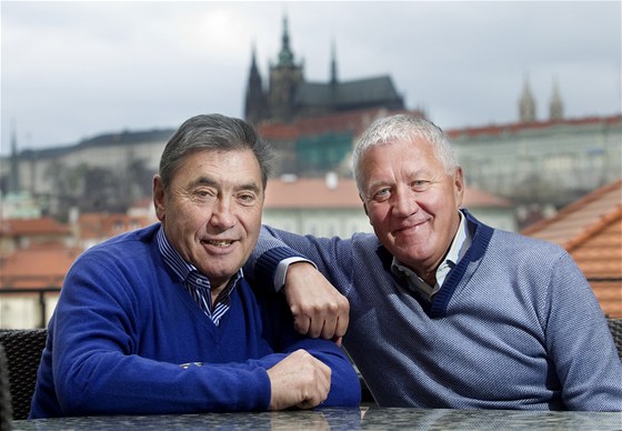 Legendy cyklistiky Patrick Lefévere (vpravo) a Eddie Merckx.