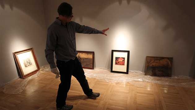 Sbratel Patrik imon ukazuje obrazy, které budou k vidní v Oblastní galerii