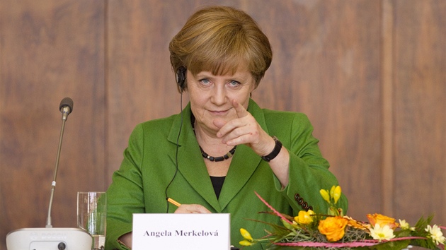 Nmecká kancléka Angela Merkelová bhem pednáky na Právnické fakult UK (3.