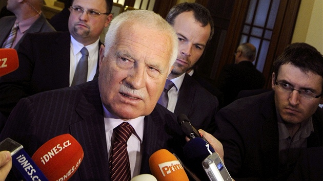 Prezident Václav Klaus v Praze na ofínském fóru, kde hovoil o domácí a