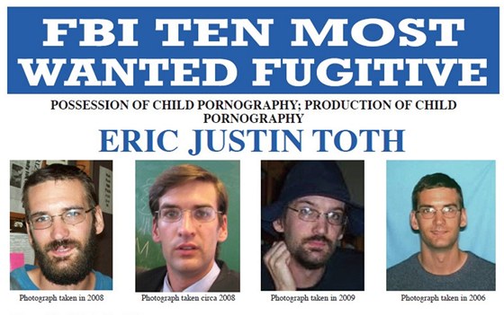 Profil Erica Justina Totha v seznamu nejhledanjích zloinc FBI