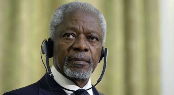 Zvlátní vyslanec OSN a Ligy arabských stát Kofi Annan bhem jednání v Damaku