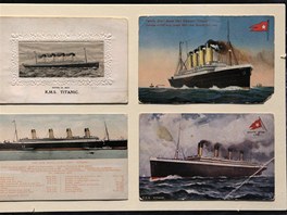 Dobové pohlednice byly vydány ped první plavbou zaoceánského parníku.