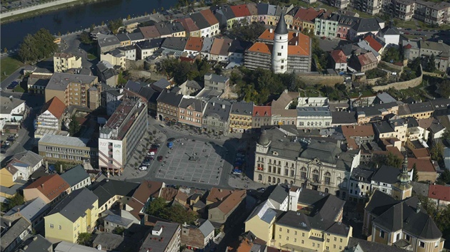 Letecký pohled na centrum Přerova. Letecký pohled na centrum Přerova.