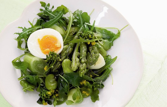 Zelený salát s chestem a vejcem