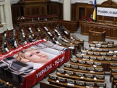 Ukrajinsk opozice zablokovala kvli Tymoenkov parlament.