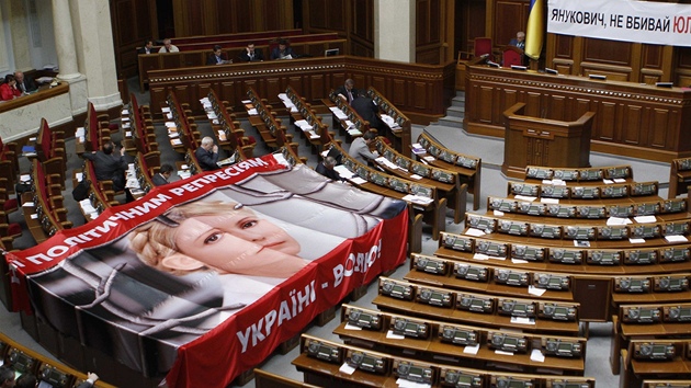 Ukrajinská opozice zablokovala kvli Tymoenkové parlament.