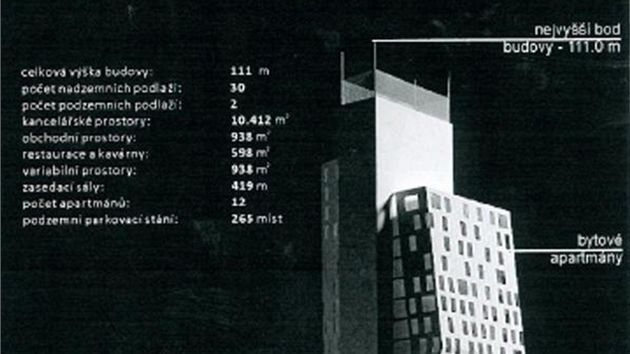 Vizualizace nejvyí budovy R - mrakodrapu AZ Tower v Brn.