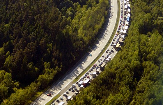 Dopravní kolaps na dálnici D1