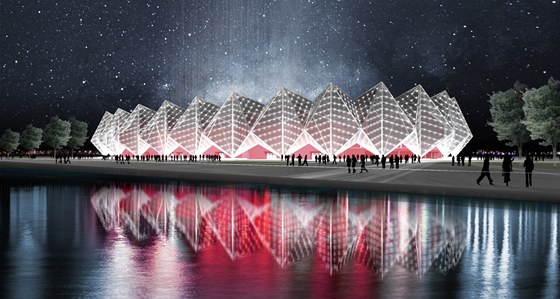 Krystalový palác v Baku, djit finále Eurovize 2012 na vizualizaci...