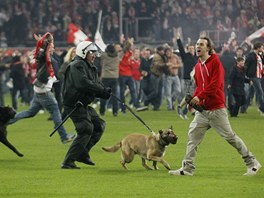 STOPA Policisté se psy vyhánjí z trávníku rozvánné fanouky Fortuny...