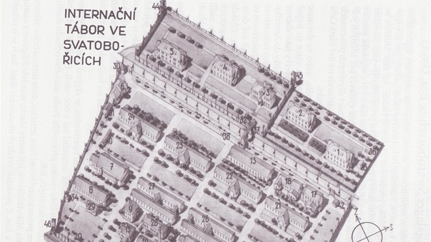 Mapa internaního tábora ve Svatoboicích.