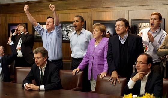 Britský premiér David Cameron, prezident USA Barack Obama, nmecká kancléka...