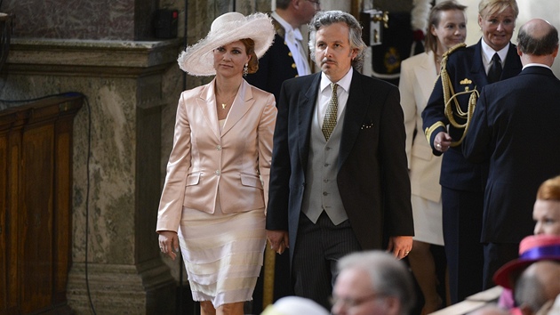 Norsk princezna Martha Louise a jej manel Ari Behn na ktu princezny Estelle (Stockholm, 22. kvtna 2012)