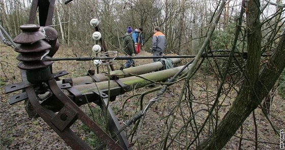 Strené elektrické vedení v Doupovských horách - 1. bezna 2008