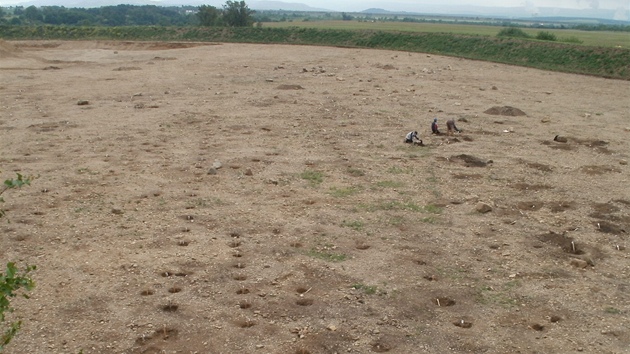 Místo, kde probíhají archeologické práce.