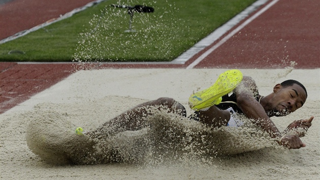 Christian Taylor na mítinku v Eugene. 