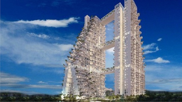 Netradiní bytový dm navrhl izraelský architekt Moshe Safdie.