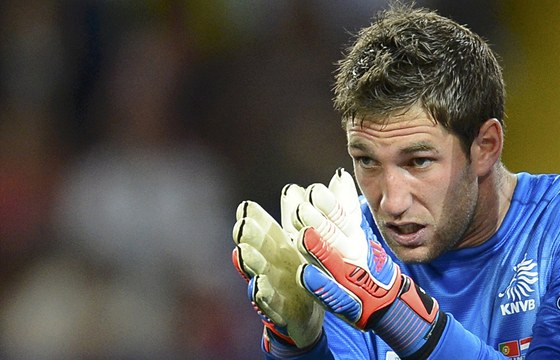 Branká Maarten Stekelenburg v dresu nizozemské reprezentace.