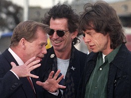 Vstava Prezident Vclav Havel, sloen z fotografi TK (s Rolling Stones v...