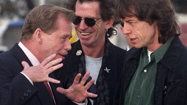 Výstava Prezident Václav Havel, sloená z fotografií TK (s Rolling Stones v...