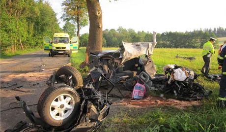 Nehoda Opelu Omega u Jedlové na Svitavsku, idi zemel. (24. ervna 2012)