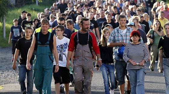 Na luknovsku se bude opt protestovat. Na snímku jedna z demonstrací ve Varnsdorfu. (10. záí 2011)