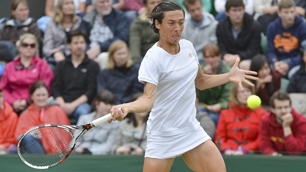 TO ZVLÁDNU. Francesca Schiavoneová v osmifinále Wimbledonu.