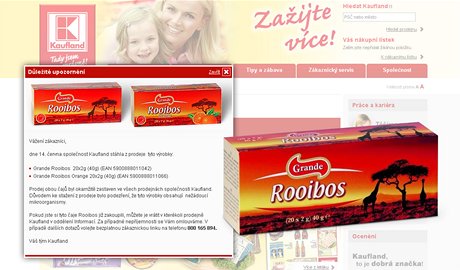 Kaufland stahuje z prodeje aje Rooibos, které obsahovaly salmonelu. 