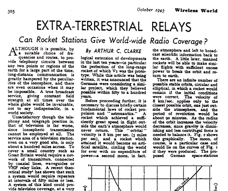 Arthur C. Clarke: Extra-Terestrial Relays (Wireless World, 1945)